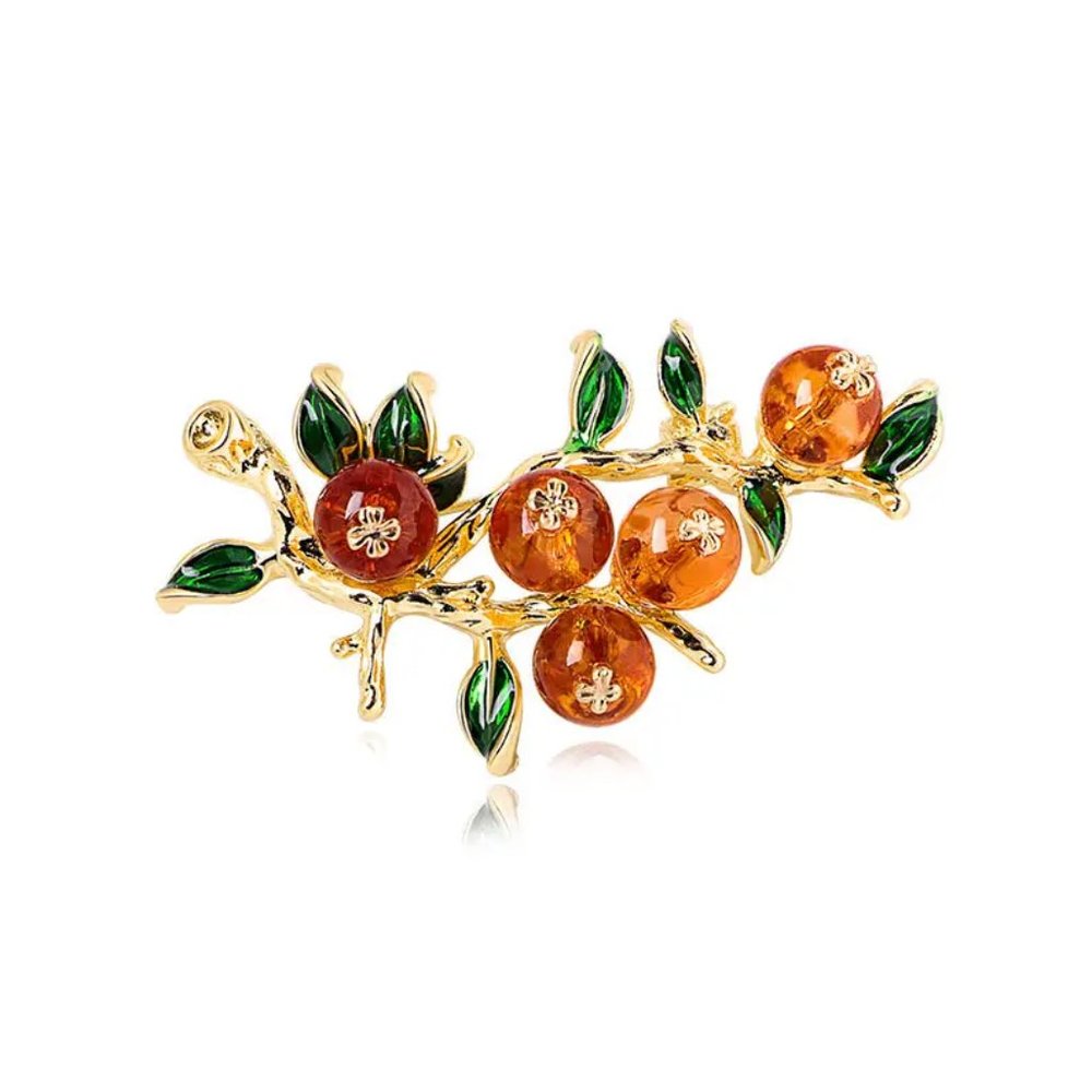 Stunning Enamel And Amber Bead • Berry Brooch